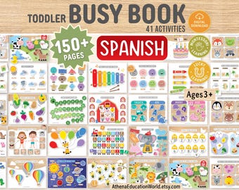 Spanish Busy Book Printable, Toddler Learning Binder, Homeschool Resources, Montessori Materials, Kids Quiet Book, Preschool Activities