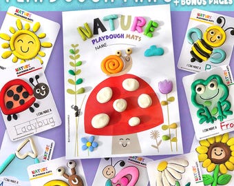 Nature Playdough Mats, Fun Play Doh Activities for Kids, Printable Fine Motor Skills Worksheets,Montessori Sensory Learning,Toddler Activity