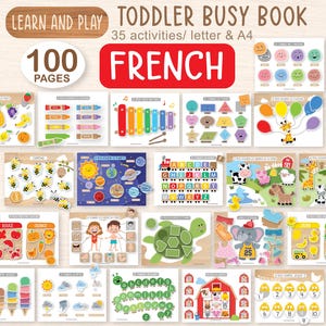 Livre animé en français à imprimer, cartable d'apprentissage pour tout-petits, ressources pour l'école à la maison, matériel Montessori, livre silencieux pour enfants, activités préscolaires, DL numérique