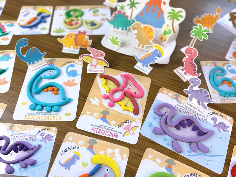 Dinosaurier Knetmasse, Spiel Doh Aktivitäten, Vorschul Lehrplan, Feinmotorik, Montessori Kleinkind, Homeschool Handschrift Pdf Bild 5