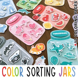 Color Matching Activity for Kids, Sorting Colors in Jars, Toddler Color Printables, Montessori Materials, Homeschool Preschool Curriculum