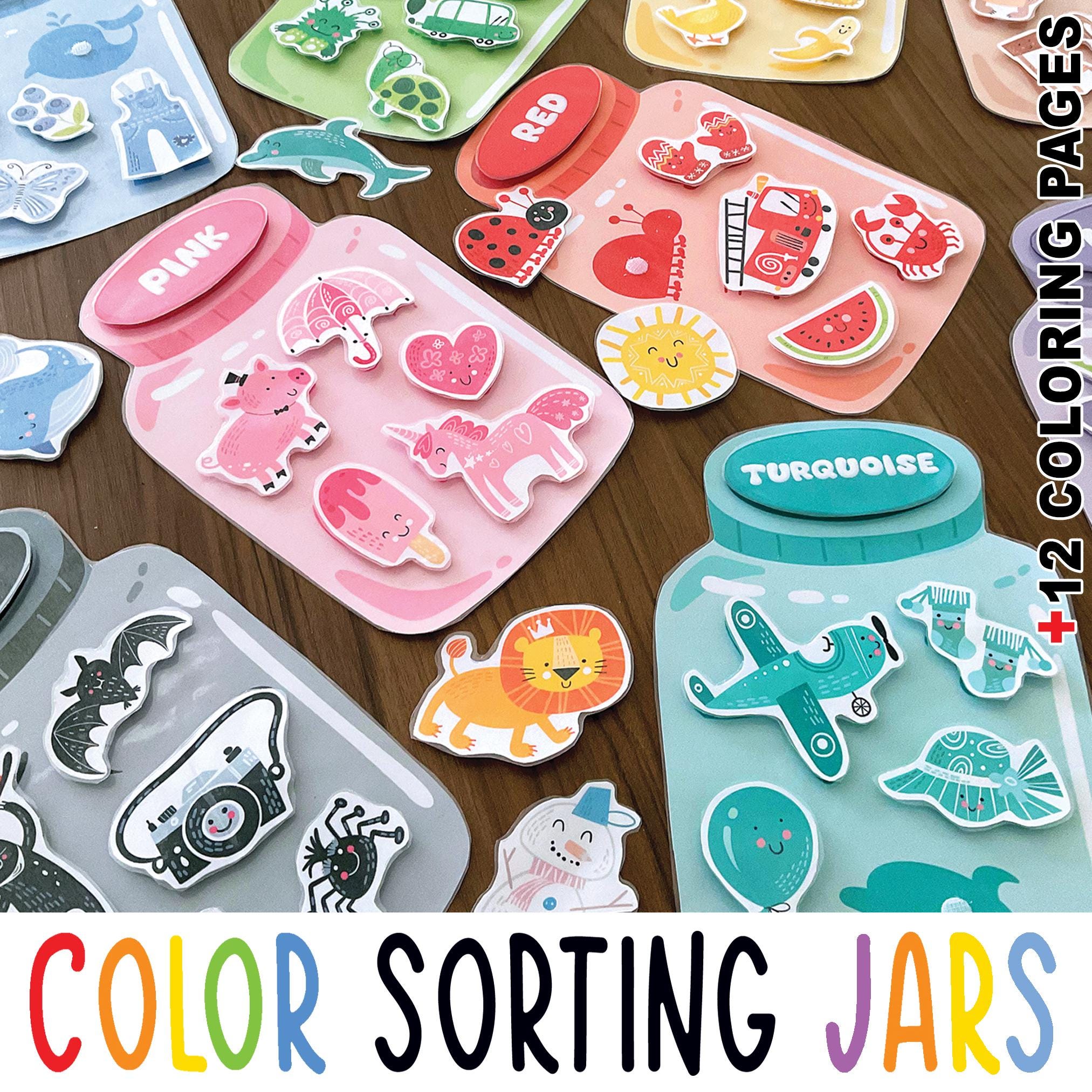 Color Matching Activity for Kids, Sorting Colors in Jars, Toddler Color Printables, Montessori Materials, Homeschool Preschool Curriculum