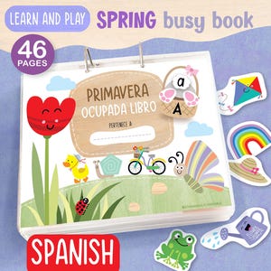 Libro de actividades de primavera en español para niños pequeños, carpeta imprimible de aprendizaje preescolar, actividades Montessori, emparejar, trazar, clasificar, aprendizaje en casa