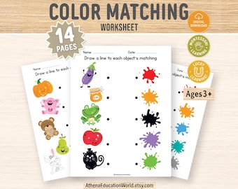 Color Matching Worksheet Activity | Interactive Sorting Pages | Toddler Fine Motor Worksheets | Montessori Preschool Busy Binder PDF Pack