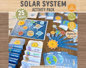 Solar System Activity Pack for Kids, Planets Printable Busy Book,Astronomy, Preschool STEM Space Learning,Montessori Homeschool PDF Download