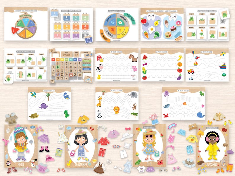 Utskrivbar fransk aktivitetsbok, pärm för småbarnsinlärning, aktivitetsbok för barn, resurser för hemundervisning, Montessorimaterial, arbetsblad för förskola bild 6