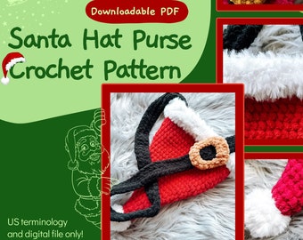 Santa Claus Hat Purse Crochet PDF Pattern // Christmas gift, crochet digital pattern, holiday present, fashion accessory