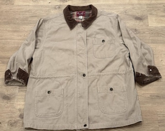 Vintage Denim & Co Chore Coat Mens XL Flannel Lined Barn Jacket Corduroy Trim