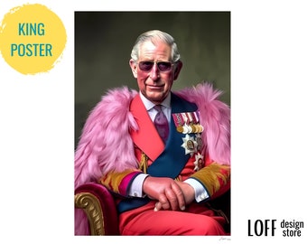 Poster (cm) -  King Charles III's ,summer style, Coronation Art Print, British Royal Family Poster, Urban Wall Decor