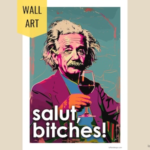 Stampa pop art Cheers di Einstein - Tela - Arte della parete - Decorazione per la casa - Regalo - Illustrazione originale