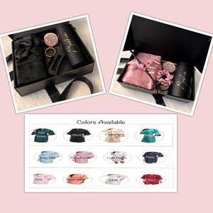 Will You Be My  Personalized Bridesmaid Proposal Gift Box FULL SET with Robe, Maid of Honor compact mirror Tumbler Bride Gift Box