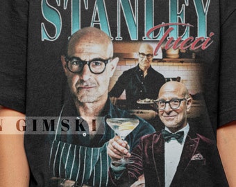 Maglietta Stanley Tucci vintage bootleg Stanley Tucci in edizione limitata, maglietta unisex con attore e attore caratterista, felpa bootleg GSK8