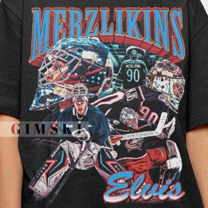 Elvis Merzlikins Shirt Vintage Bootleg Graphic Tee Elvis Merzlikins T-Shirt Retro Sweatshirt Gift For Women and Man Unisex GSK95
