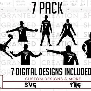 7 Pack Cristiano Ronaldo SVG PNG sofortiger Download Cricut Silhouette Aufbügeln Transferpresse