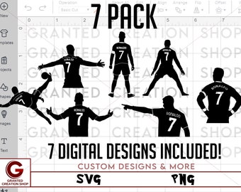 7 Pack Cristiano Ronaldo SVG PNG Instant Download cricut silhouette iron on heat press