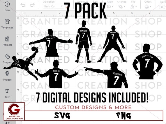 7 Pack Cristiano Ronaldo SVG PNG Instant Download cricut silhouette iron on heat press