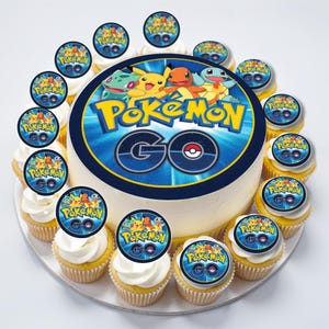 PokÃ©mon Blue Yellow Pikachu Bulbasaur Charmander Squirtle Printed Customisable Edible Toppers Cake Cupcake Decorations Icing Wafer Paper