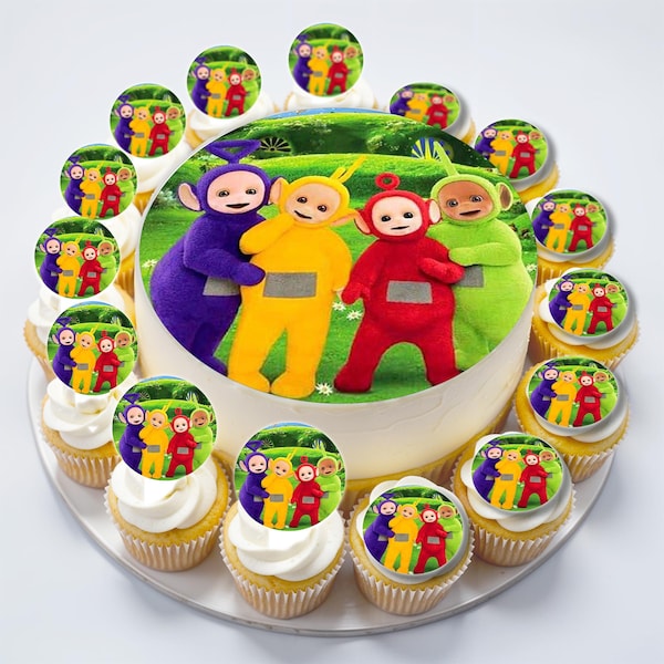 Teletubbies Purple Yellow Red Green Printed Customisable Edible Toppers Cake Cupcake Decorations Icing Wafer Paper