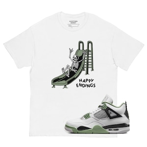 Jordan 4 Seafoam Unisex Tshirt &quot;Happy Endings&quot; clothes to match sneakers