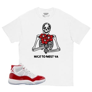 Jordan 11s Cherry “Nice to meet ya” Unisex Shirt to match sneakers