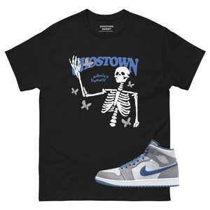 Jordan 1s True Blue &quot;Admire Beauty&quot; Shirt to match sneakers