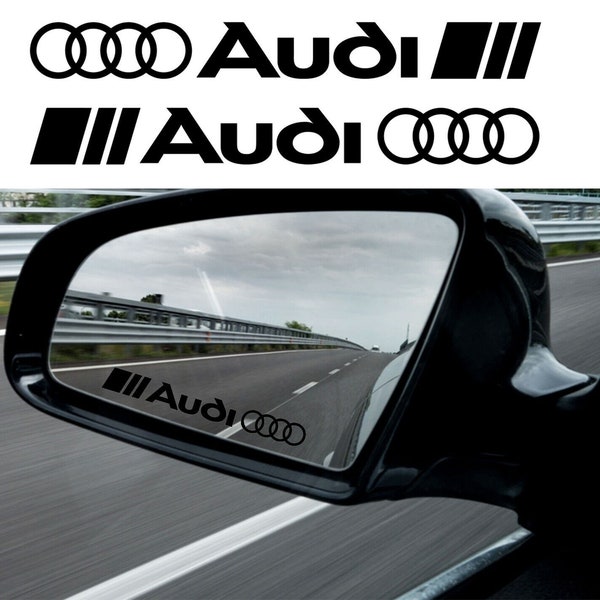 2 x Audi Seitenspiegel Qualitäts Aufkleber Aufkleber 100mm (Schwarz Weiß Rot)
