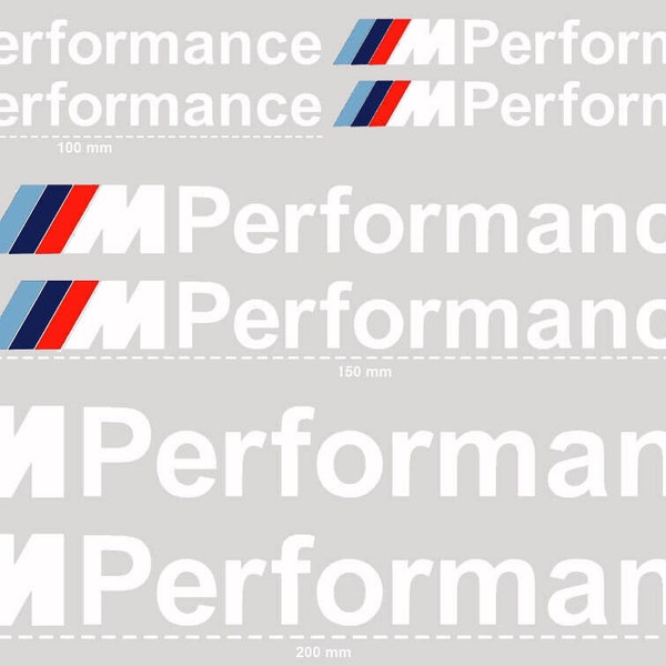 M Performance Autocollant BMW M Sport Vinyl Lot de 8 Blanc et Noir 100mm, 150mm & 200mm