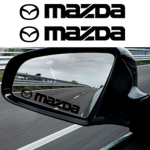 2 x Mazda Side Mirror Quality Decal Sticker 100mm (Black White Red)