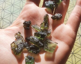 RARE Chlum Nad Malší MOLDAVITE Tektite Pieces by Weight / 0.1g-1g Random Selection / Choose Your Weight / Spiritual Metaphysical Tektite