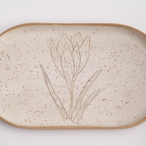 Crocus plate, white, 34x19cm