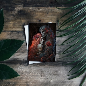Persephone und Hades Lesezeichen: Love in Darkness - Realistischer Kunstdruck - Griechische Mythologie Postkarte