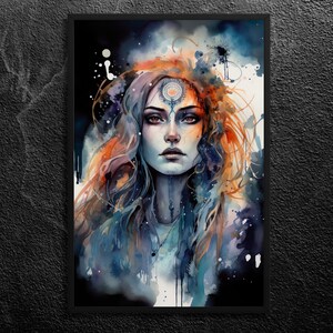 Hekate: Goddess of Witchcraft and Crossroads - Powerful, Expressionism, Watercolor Greek Mythology Wall Art Print, Unframed