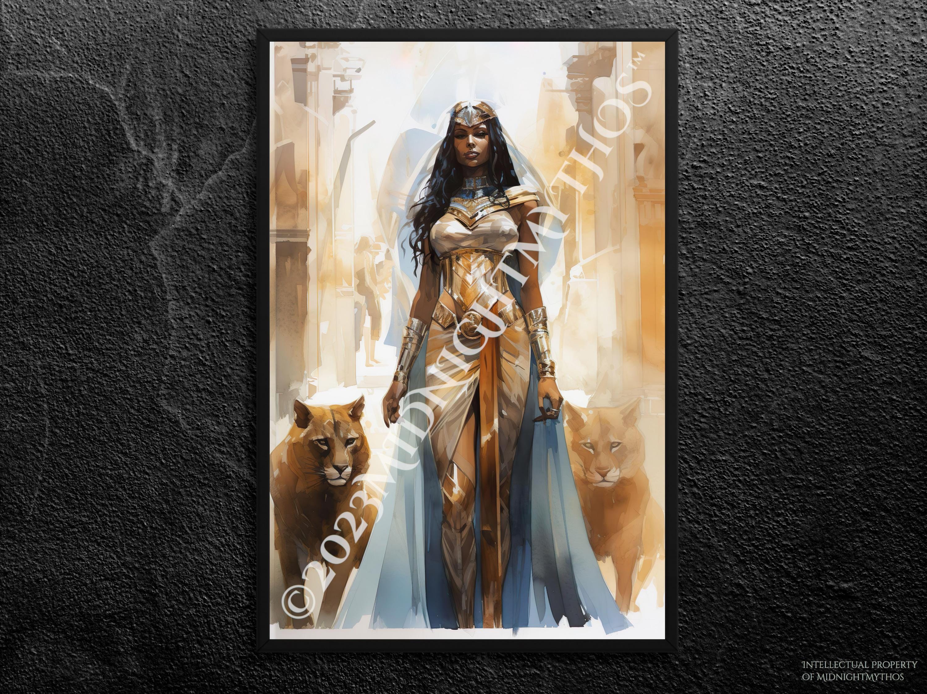 Sekhmet Art Print: Egyptian Goddess of War, Lioness Wall Art (unframed ...