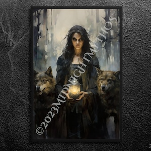 Hecate Art Print: Greek Goddess of Night, Crossroads, and Dogs - Unframed