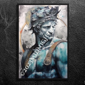 Apollo Portrait: God of Music, Poetry, Prophecy, and Healing - Classic Greek Mythology, Wall Art Print, Unframed