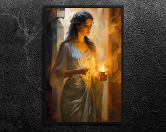 Goddess Hestia: Protector of the Home - Bringer of Warmth, Serenity, Stability - Greek Mythology Wall Art Print, Unframed