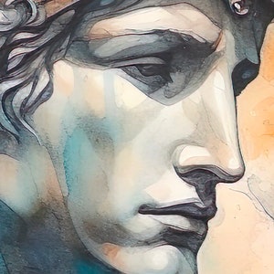 Hermes: Winged Messenger of Olympus Greek God Portrait, Divine Communication, Adventure Spirit, Classical Mythology Art Print, Unframed image 3
