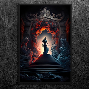 Persephone - Queen of the Underworld - Surreal Underworld - Moody, Dramatic, Mysterious - Art Print - Greek Mythology - Wall Art, Unframed
