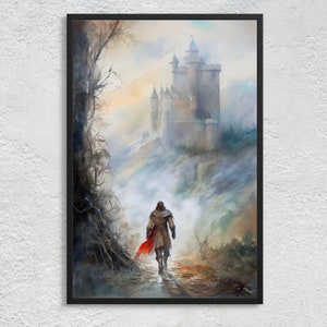 El regreso de Arthur a Camelot: Un líder llega a casa - Poder y majestad - Leyenda artúrica Liderazgo aspiracional Camelot Art Print, sin marco