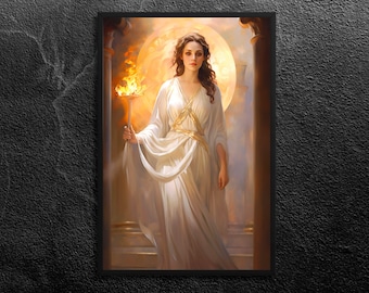 Hestia: Quiet Strength - Serene Guardian of the Home and Family, Embodiment of Warmth, Tranquility, Greek Mythology Wall Art Print, Unframed