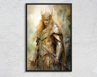 Noble Freyr: Resolute Guardian and Peaceful Warlord - God of Wealth and Peace, King of the Elves - Norse Mythology Wall Art, Unframed