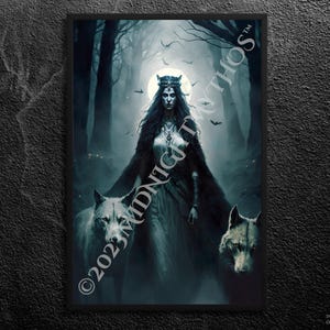 Hecate (Hekate) Art Print: Greek Triple Goddess, Crossroads and Dogs, Mythology Wall Art (Unframed)
