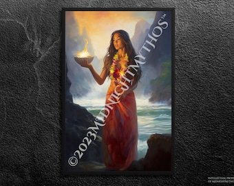 Pele: Hawaiian Goddess of Fire and Volcanoes - Guardian of Hawaii - Creation, Protection, Renewal, Empowerment - Hawaiian Wall Art, Unframed