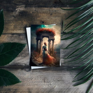 Segnalibro Persefone 5x7: Barren Underworld, Ritorno al mondo superiore - Stampa d'arte surreale - Cartolina della mitologia greca