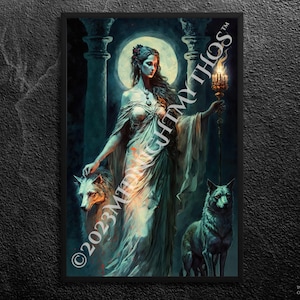 Hecate (Hekate) Art Print: Greek Goddess of Crossroads and Witches, Gothic Wall Art (Unframed)