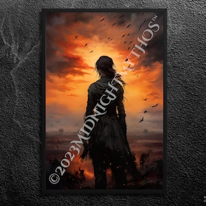 The Morrigan Art Print: Keltische Kriegsgöttin Krähen, Sonnenuntergang
