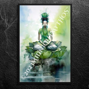 Green Tara Lotus Print: Buddhism Wall Art