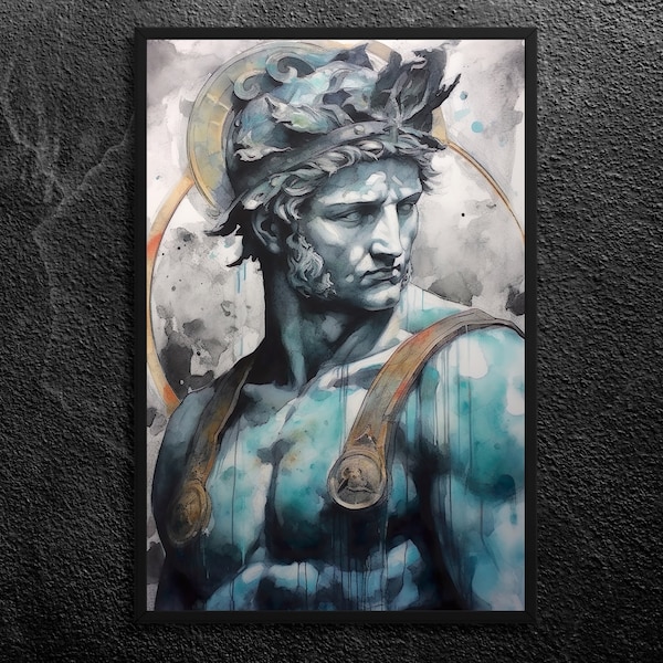 Apollo Portrait: God of Music, Poetry, Prophecy, and Healing - Classic Greek Mythology, Wall Art Print, Unframed