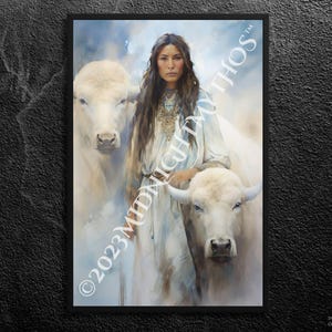 Lakota Legende: Weiße Büffelkalb-Frau - Spiritueller Führer, Sacred Pipe Trägerin, Traumhaft - Native American Sacred Lore - Kunstdruck, ungerahmt