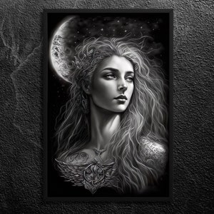 Selene Portrait: Griechische Göttin, Halbmond Kunst (Ungerahmt)